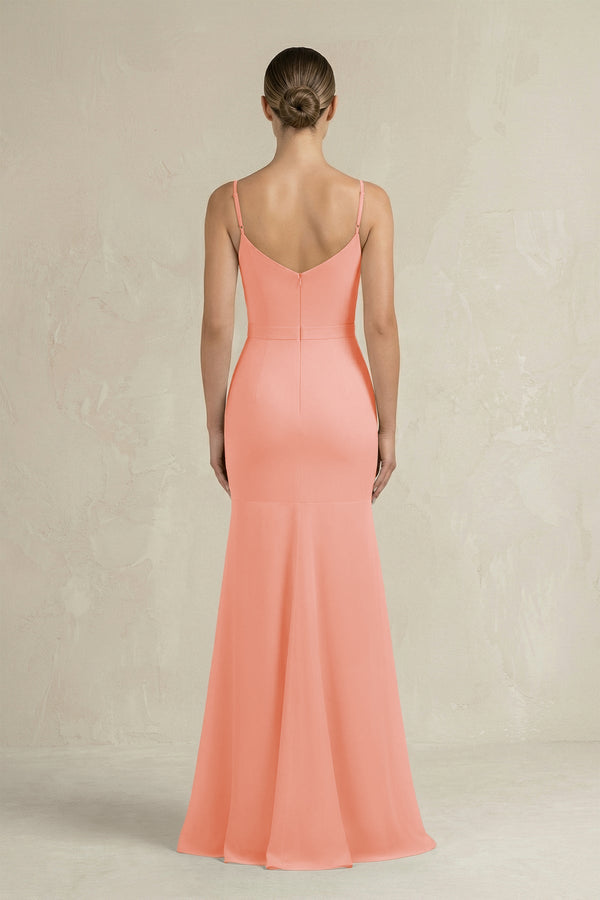 Cami Strap Mermaid Ruffled Chiffon Bridesmaid Dress in Rosette - KissProm Bridesmaid Dresses