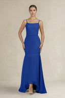 Cami Strap Mermaid Ruffled Chiffon Bridesmaid Dress in Royal Blue - KissProm Bridesmaid Dresses