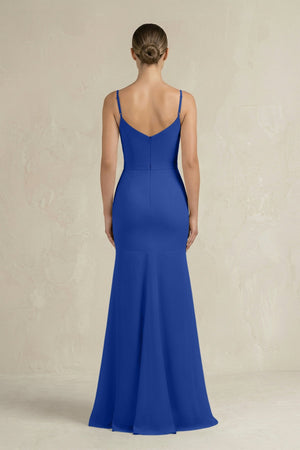 Cami Strap Mermaid Ruffled Chiffon Bridesmaid Dress in Royal Blue - KissProm Bridesmaid Dresses
