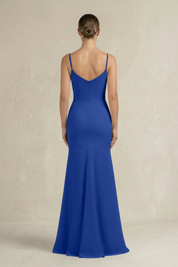 Cami Strap Mermaid Ruffled Chiffon Bridesmaid Dress in Royal Blue - KissProm Bridesmaid Dresses
