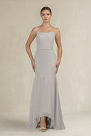Cami Strap Mermaid Ruffled Chiffon Bridesmaid Dress in Silver - KissProm Bridesmaid Dresses