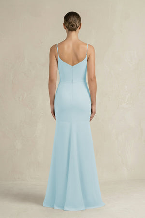 Cami Strap Mermaid Ruffled Chiffon Bridesmaid Dress in Sky Blue - KissProm Bridesmaid Dresses