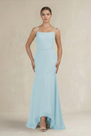 Cami Strap Mermaid Ruffled Chiffon Bridesmaid Dress in Sky Blue - KissProm Bridesmaid Dresses
