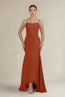 Cami Strap Mermaid Ruffled Chiffon Bridesmaid Dress in Spice - KissProm Bridesmaid Dresses