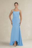 Cami Strap Mermaid Ruffled Chiffon Bridesmaid Dress in Steel Blue - KissProm Bridesmaid Dresses