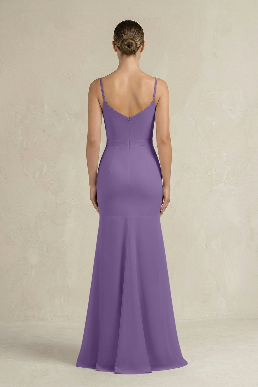 Cami Strap Mermaid Ruffled Chiffon Bridesmaid Dress in Tahiti - KissProm Bridesmaid Dresses