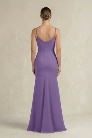 Cami Strap Mermaid Ruffled Chiffon Bridesmaid Dress in Tahiti - KissProm Bridesmaid Dresses
