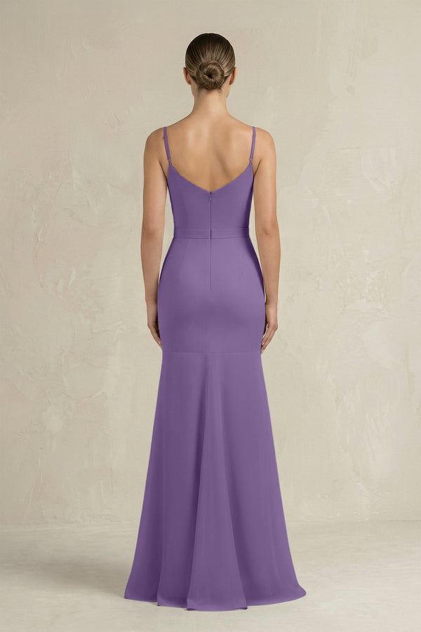Cami Strap Mermaid Ruffled Chiffon Bridesmaid Dress in Tahiti - KissProm Bridesmaid Dresses