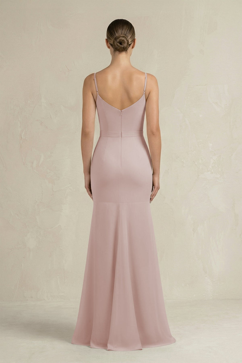 Cami Strap Mermaid Ruffled Chiffon Bridesmaid Dress in Toffee - KissProm Bridesmaid Dresses