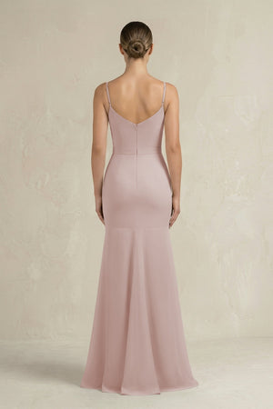 Cami Strap Mermaid Ruffled Chiffon Bridesmaid Dress in Toffee - KissProm Bridesmaid Dresses
