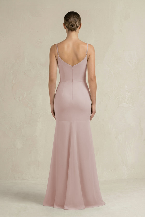 Cami Strap Mermaid Ruffled Chiffon Bridesmaid Dress in Toffee - KissProm Bridesmaid Dresses