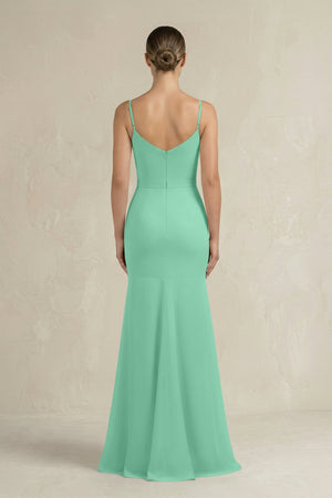 Cami Strap Mermaid Ruffled Chiffon Bridesmaid Dress in Turquoise - KissProm Bridesmaid Dresses