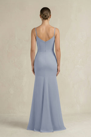 Cami Strap Mermaid Ruffled Chiffon Bridesmaid Dress in Twilight - KissProm Bridesmaid Dresses