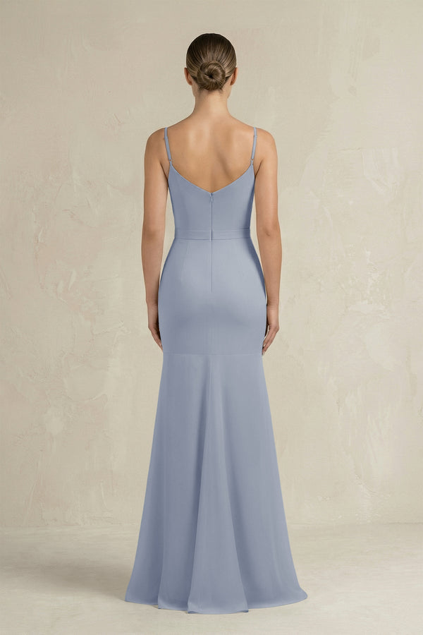 Cami Strap Mermaid Ruffled Chiffon Bridesmaid Dress in Twilight - KissProm Bridesmaid Dresses