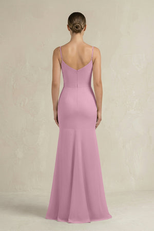 Cami Strap Mermaid Ruffled Chiffon Bridesmaid Dress in Vintage Mauve - KissProm Bridesmaid Dresses