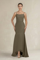 Cami Strap Mermaid Ruffled Chiffon Bridesmaid Dress in Willow Green - KissProm Bridesmaid Dresses