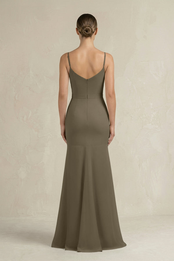 Cami Strap Mermaid Ruffled Chiffon Bridesmaid Dress in Willow Green - KissProm Bridesmaid Dresses