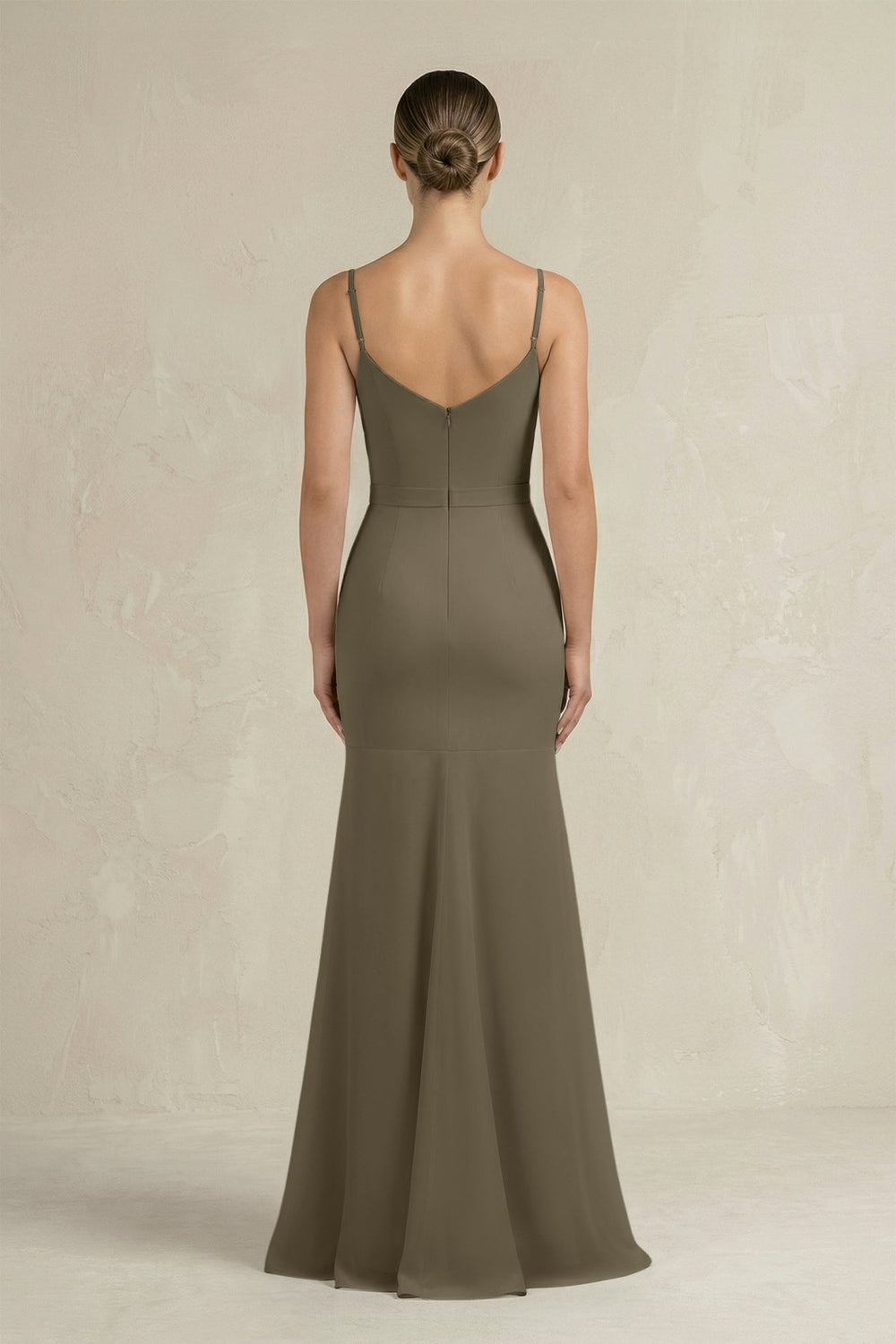 Cami Strap Mermaid Ruffled Chiffon Bridesmaid Dress in Willow Green - KissProm Bridesmaid Dresses