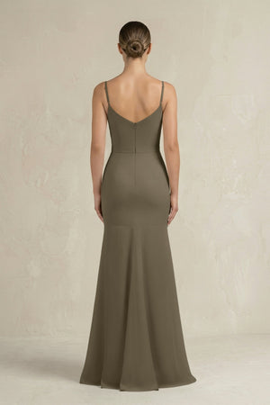 Cami Strap Mermaid Ruffled Chiffon Bridesmaid Dress in Willow Green - KissProm Bridesmaid Dresses