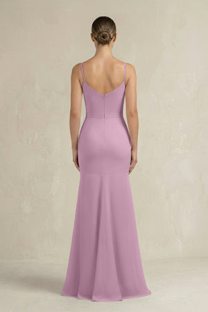 Cami Strap Mermaid Ruffled Chiffon Bridesmaid Dress in Wisteria - KissProm Bridesmaid Dresses