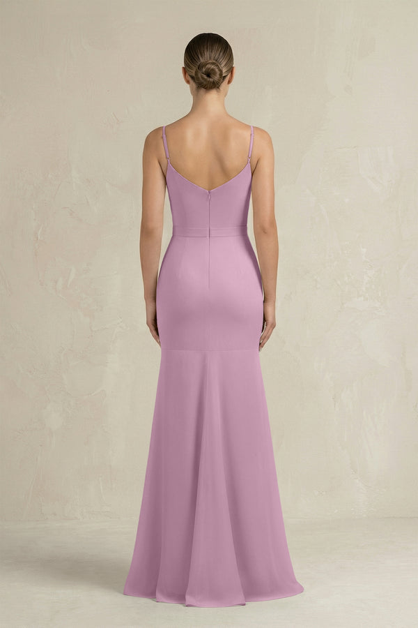 Cami Strap Mermaid Ruffled Chiffon Bridesmaid Dress in Wisteria - KissProm Bridesmaid Dresses