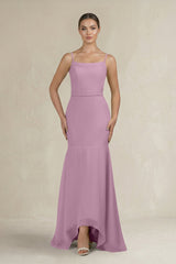 Cami Strap Mermaid Ruffled Chiffon Bridesmaid Dress in Wisteria - KissProm Bridesmaid Dresses