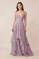 Cami Strap Ruffled A - Line Chiffon Bridesmaid Dress in Dusk - KissProm Bridesmaid Dresses
