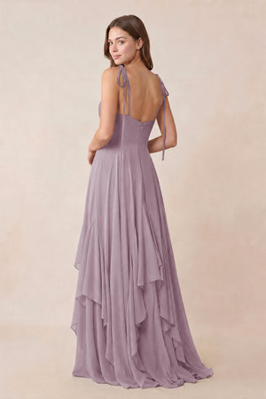 Cami Strap Ruffled A - Line Chiffon Bridesmaid Dress in Dusk - KissProm Bridesmaid Dresses