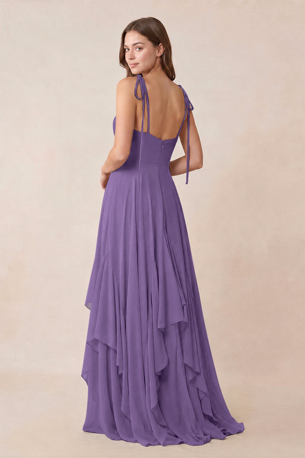 Cami Strap Ruffled A - Line Chiffon Bridesmaid Dress in Tahiti - KissProm Bridesmaid Dresses