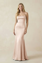 Cami Strap Ruffled Satin Bridesmaid Dress With Bow in Buttercream - KissProm Bridesmaid Dresses