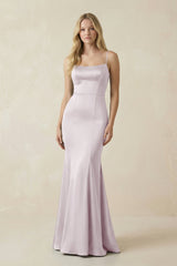 Cami Strap Ruffled Satin Bridesmaid Dress With Bow in Dusk - KissProm Bridesmaid Dresses
