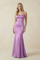 Cami Strap Ruffled Satin Bridesmaid Dress With Bow in Vintage Mauve - KissProm Bridesmaid Dresses