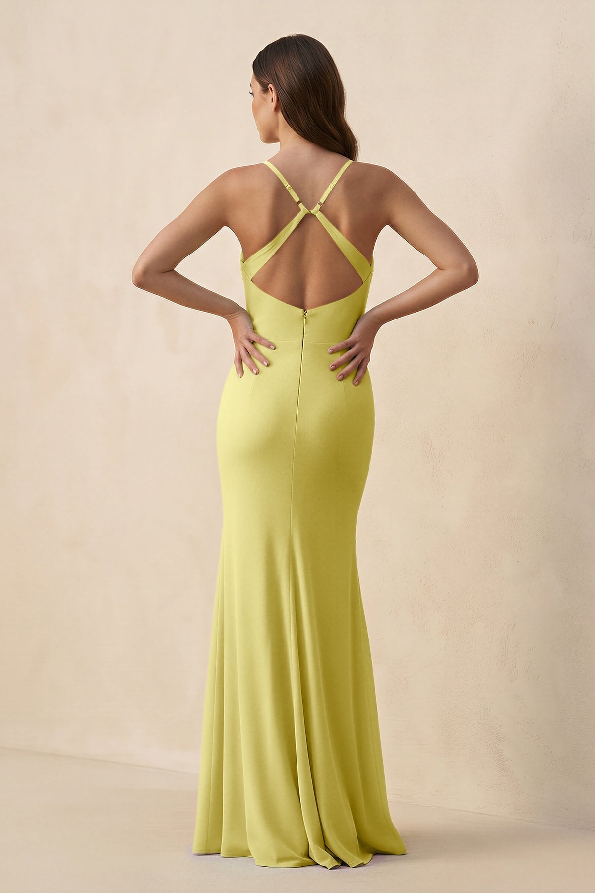 Cami Strap Sheath Chiffon Bridesmaid Dress with Slit in Buttercup, Buttercup / 10 Cami Strap Sheath Chiffon Bridesmaid Dress with Slit in Buttercup, Buttercup / 10
