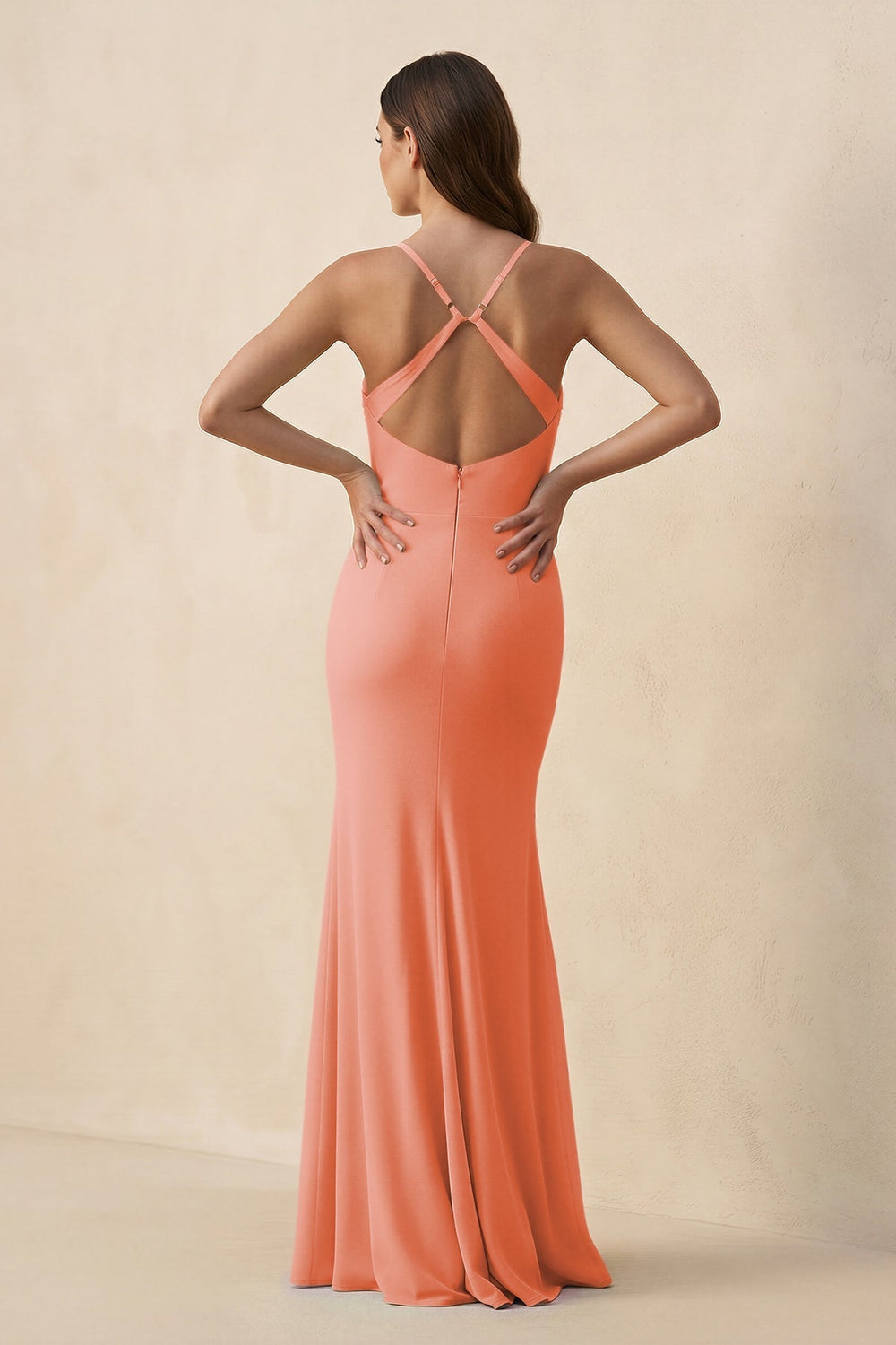 Cami Strap Sheath Chiffon Bridesmaid Dress with Slit in Rosette - KissProm Bridesmaid Dresses