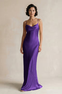 Cami Strap Sheath Satin Bridesmaid Dress in Amethyst - KissProm Bridesmaid Dresses