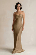 Cami Strap Sheath Satin Bridesmaid Dress in Apple Cinnamon - KissProm Bridesmaid Dresses
