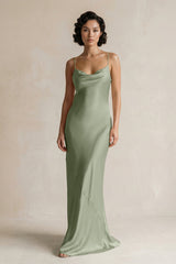 Cami Strap Sheath Satin Bridesmaid Dress in Dove Gray - KissProm Bridesmaid Dresses