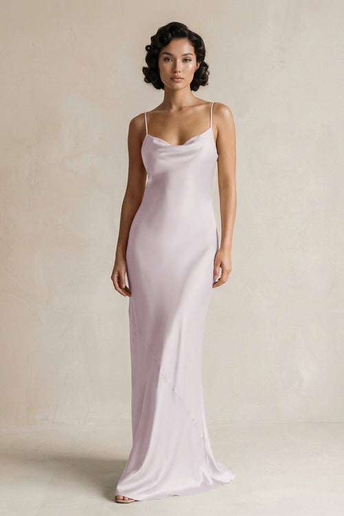 Cami Strap Sheath Satin Bridesmaid Dress in Dusk - KissProm Bridesmaid Dresses