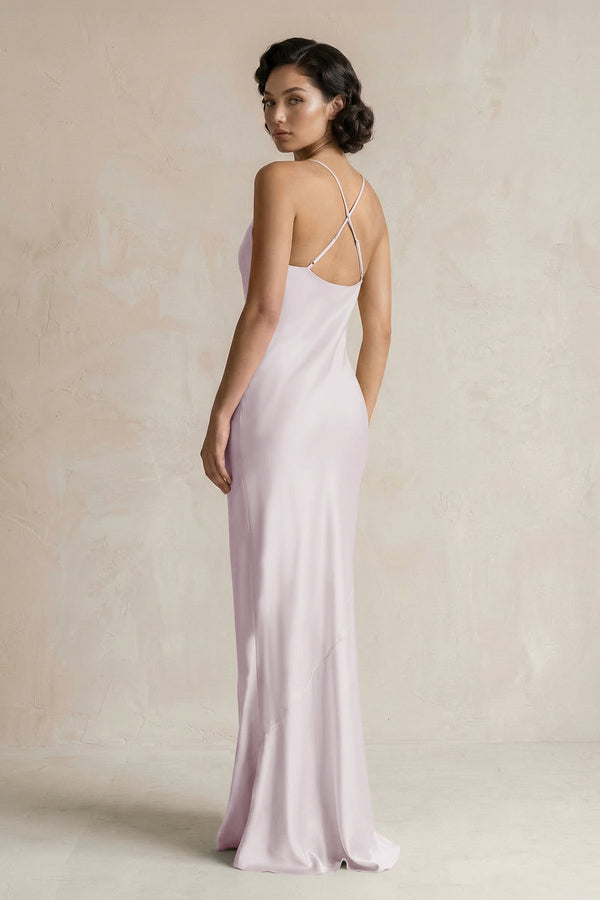 Cami Strap Sheath Satin Bridesmaid Dress in Dusk - KissProm Bridesmaid Dresses
