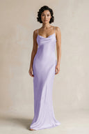 Cami Strap Sheath Satin Bridesmaid Dress in Lavender - KissProm Bridesmaid Dresses