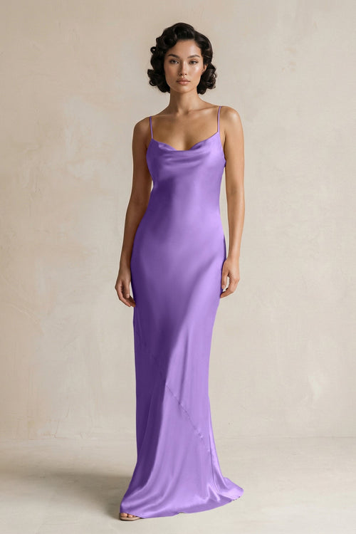 Cami Strap Sheath Satin Bridesmaid Dress in Lilac - KissProm Bridesmaid Dresses