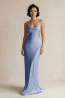 Cami Strap Sheath Satin Bridesmaid Dress in Mist - KissProm Bridesmaid Dresses