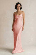 Cami Strap Sheath Satin Bridesmaid Dress in Rose Petal - KissProm Bridesmaid Dresses