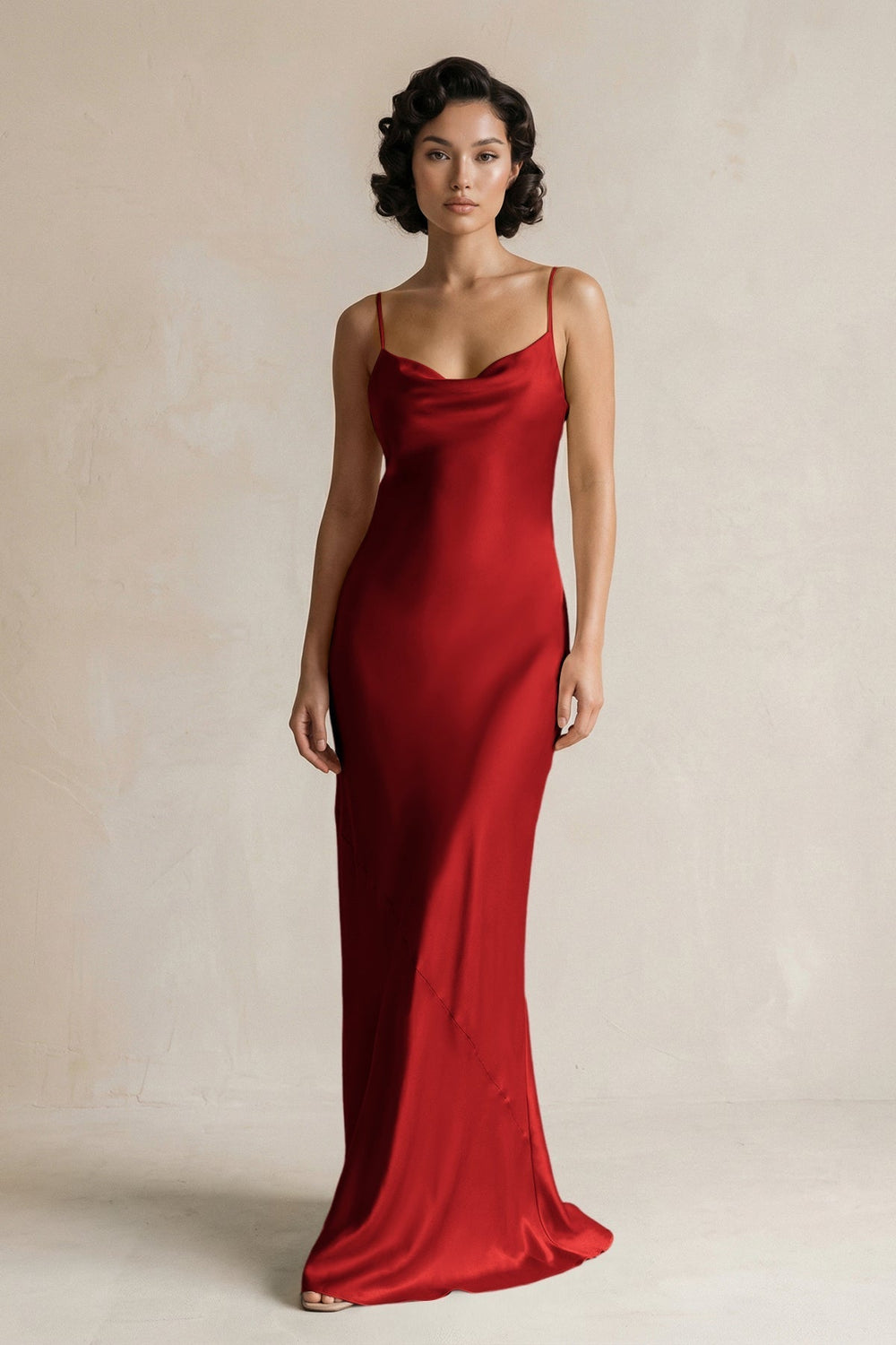 Cami Strap Sheath Satin Bridesmaid Dress in Spice - KissProm Bridesmaid Dresses
