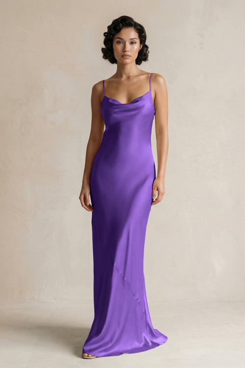 Cami Strap Sheath Satin Bridesmaid Dress in Tahiti - KissProm Bridesmaid Dresses
