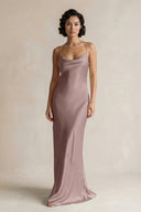 Cami Strap Sheath Satin Bridesmaid Dress in Toffee - KissProm Bridesmaid Dresses
