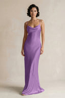Cami Strap Sheath Satin Bridesmaid Dress in Wisteria - KissProm Bridesmaid Dresses