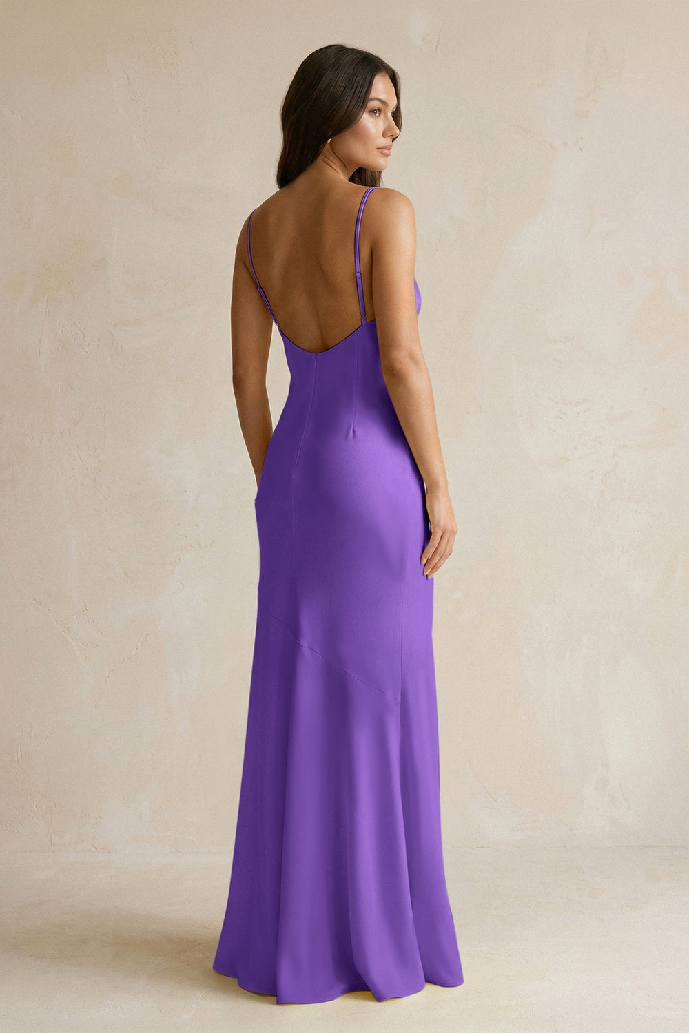 Cami Strap Sheath Satin Bridesmaid Dress With Slit in Tahiti - KissProm Bridesmaid Dresses