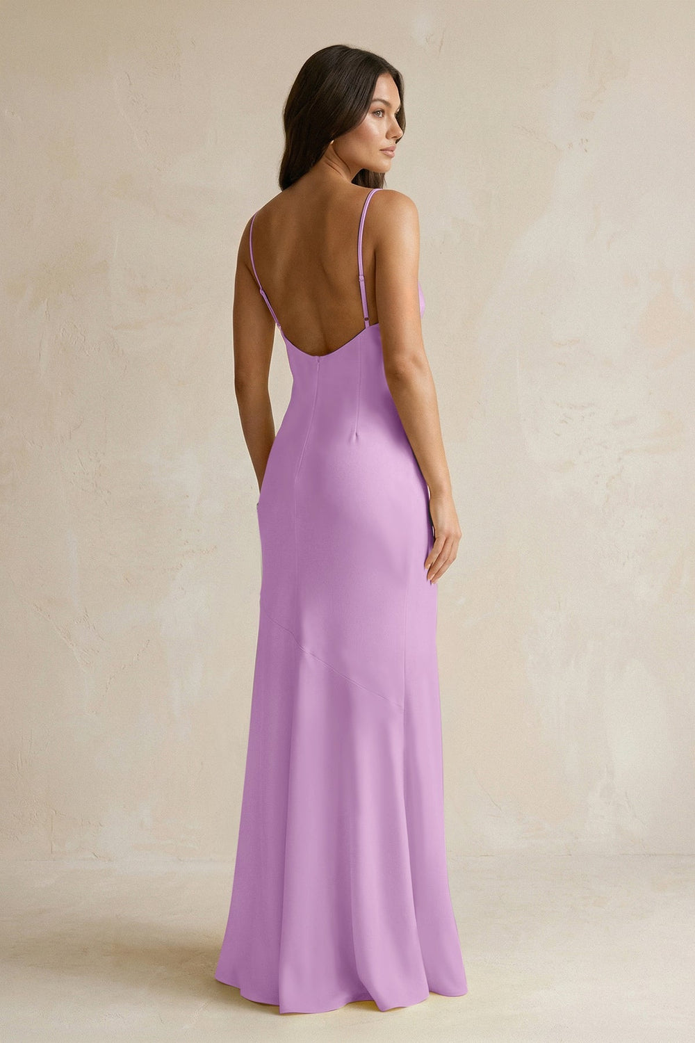 Cami Strap Sheath Satin Bridesmaid Dress With Slit in Vintage Mauve - KissProm Bridesmaid Dresses
