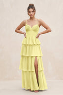 Cami Strap Tiered A - Line Chiffon Bridesmaid Dress in Buttercup - KissProm Bridesmaid Dresses